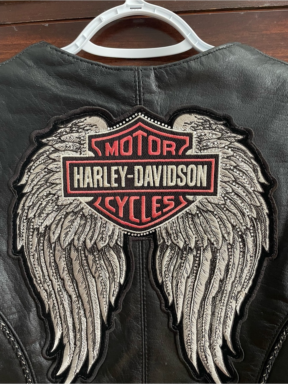 Harley-Davidson Black Leather Vest with Winged Shield Patch